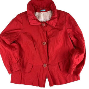 Riani Red Spring Coat with Ruffled Collar